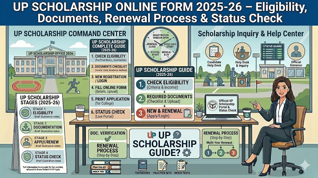 UP Scholarship Online Form 2025-26 – Eligibility, Documents, Renewal Process & Status Check