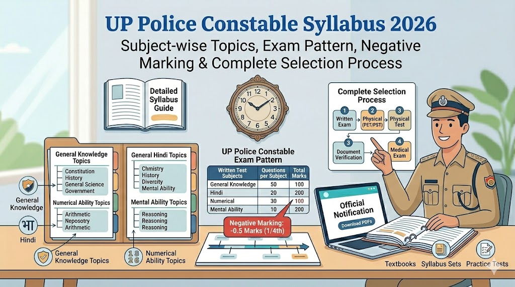 UP Police Constable Syllabus 2026 – Subject-wise Topics, Exam Pattern, Negative Marking & Complete Selection Process