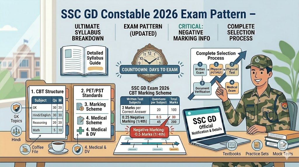 SSC GD Constable 2026 Exam Pattern – CBT Structure, PET/PST Standards, Marking Scheme & Complete Selection Process
